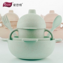 韩式小麦秸秆餐具套装环保防烫儿童勺叉杯子组合