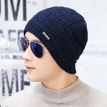 韩版铁标保暖套头针织帽